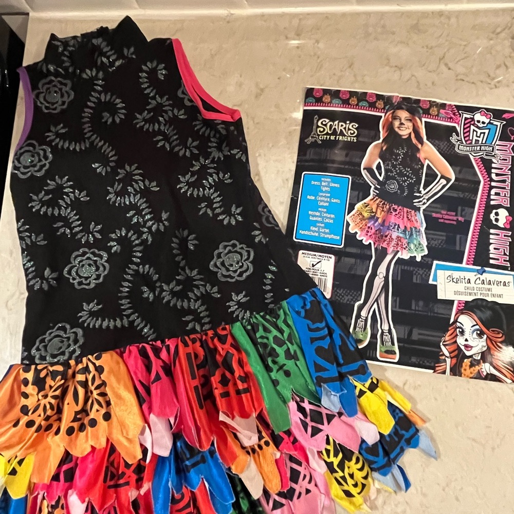 Monster High Skelita Calaveras Costume - Black and Multicolor